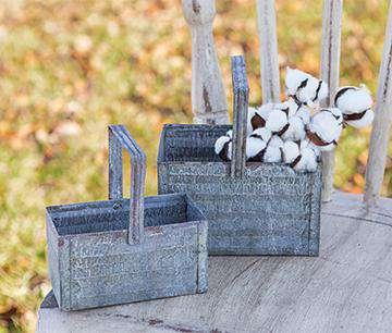 2/Set Washed Galvanized Baskets - The Fox Decor